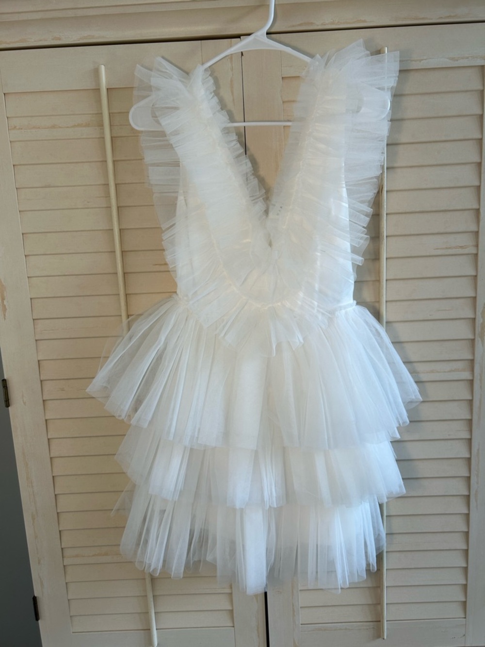 Tiered tulle mini dress with liner - Picture 2 of 6